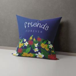 Floral Theme Friends Forever Printed Pillow